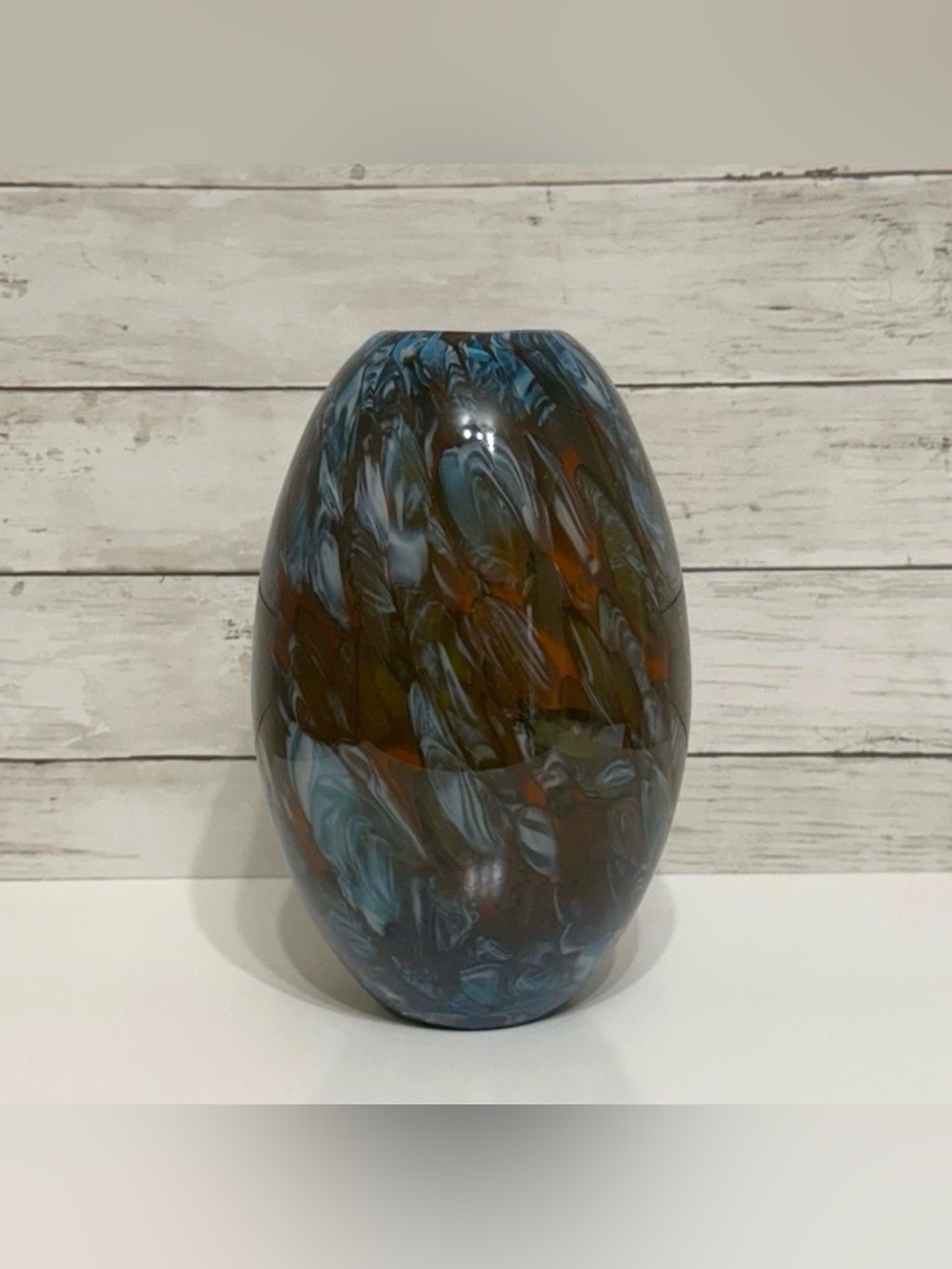 Vintage Studio Art Pottery Abstract Design Round Vase Unmarked